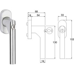 Poignée de fenêtre blanc carré rétractable 32-42-mm 2-positions avec clé